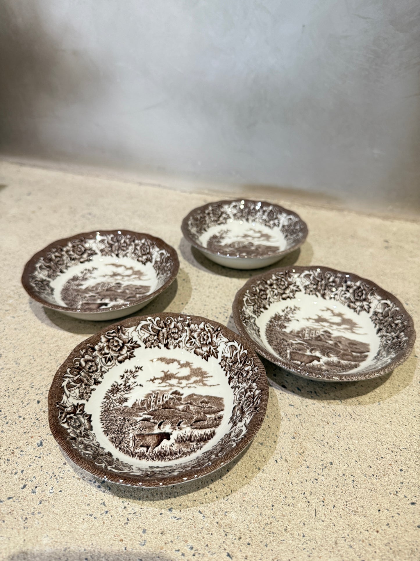 Set of 4 Romantic England Ironstone Dessert Bowl