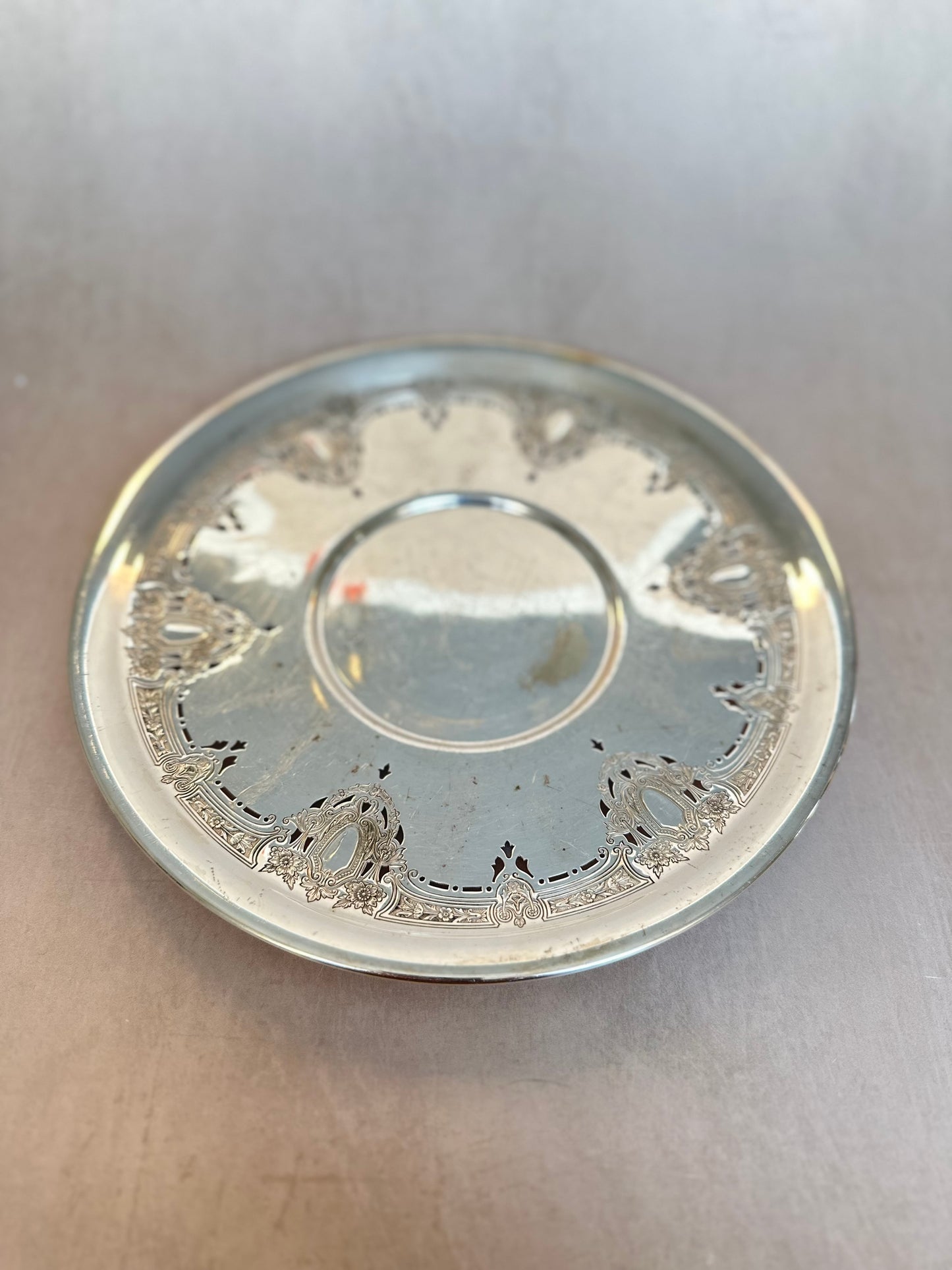 Pierced Silver Plated Serving Plate by Benedict