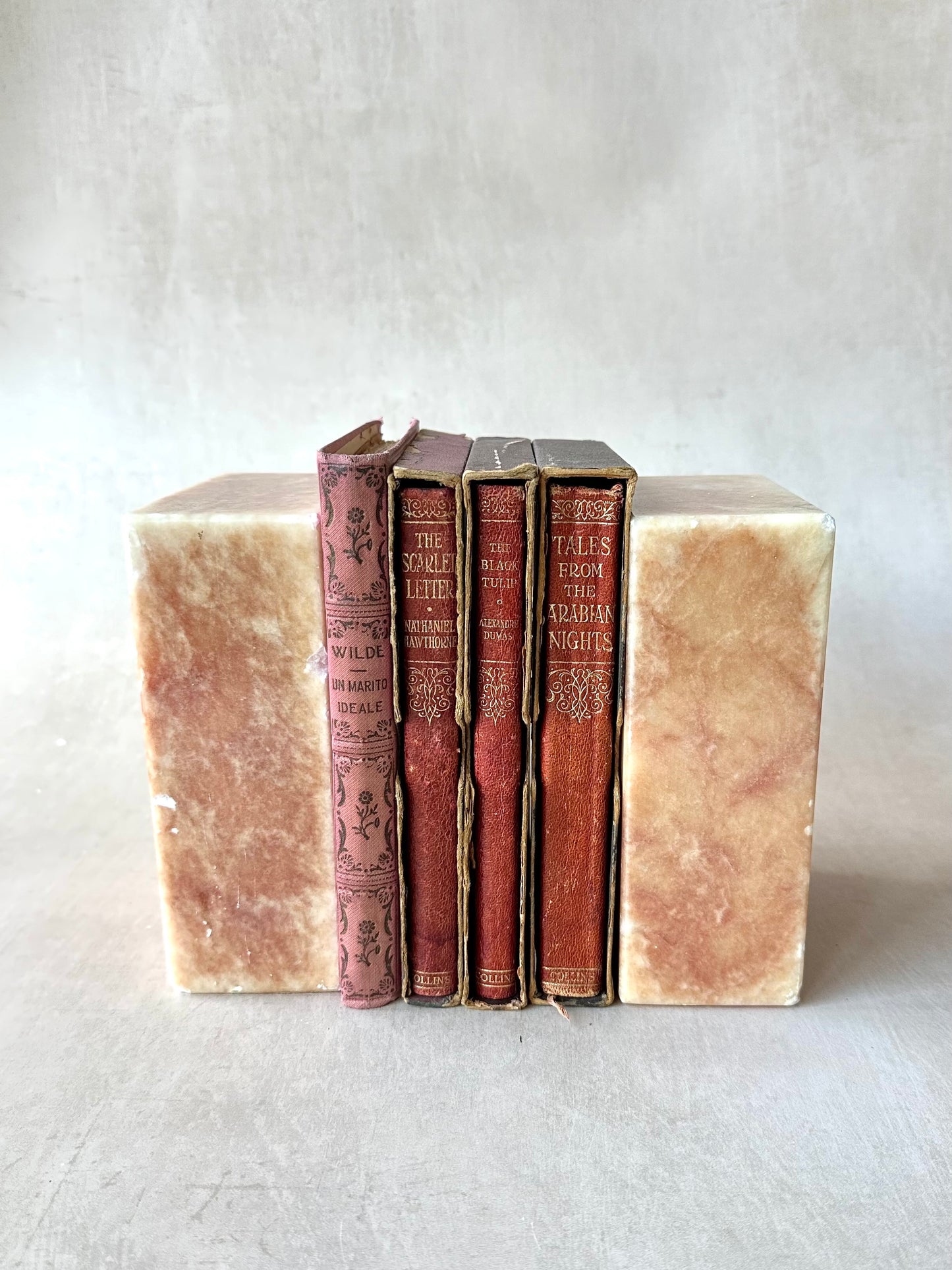 Set of Alabaster Peach Bookend