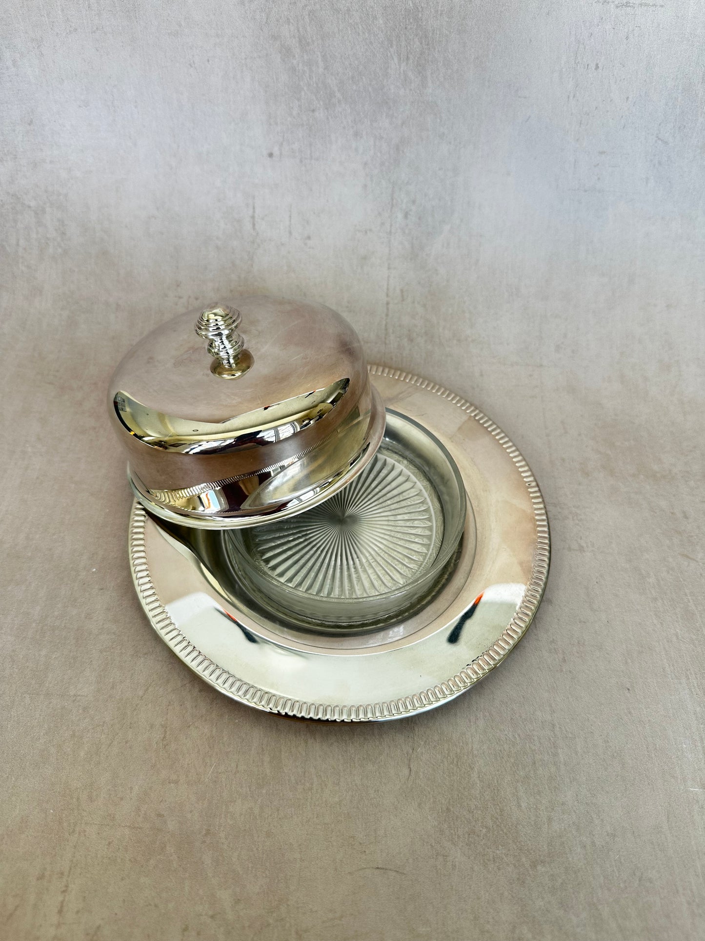 Antique Morton-Parker - Marlboro Plate Covered Butter Serving Dish with Glass Insert