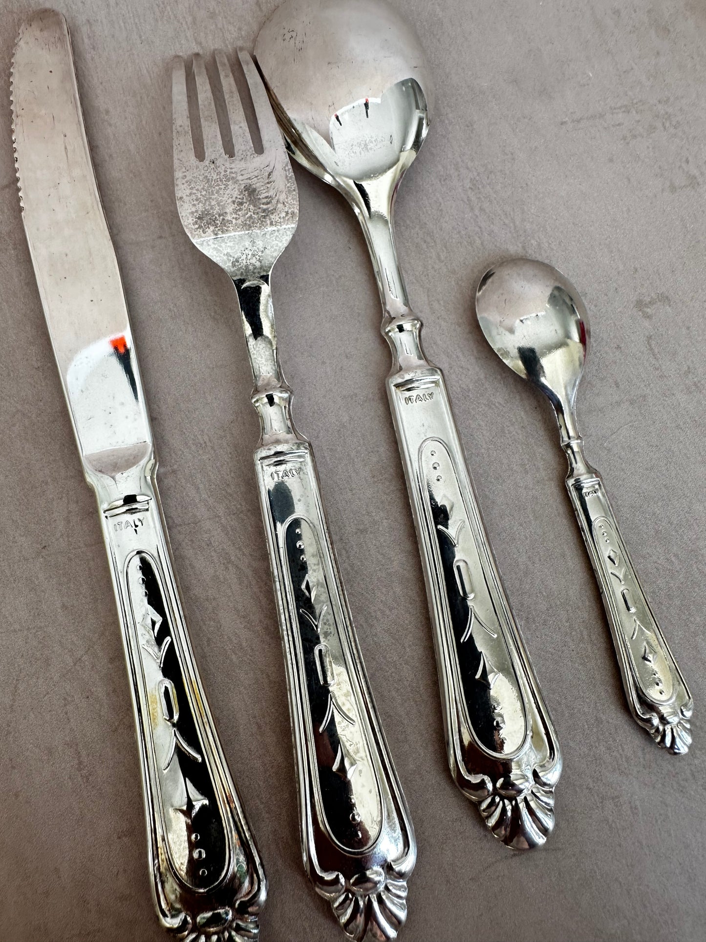 Vintage Italian Silver Plated Cutlery Set for 11 people