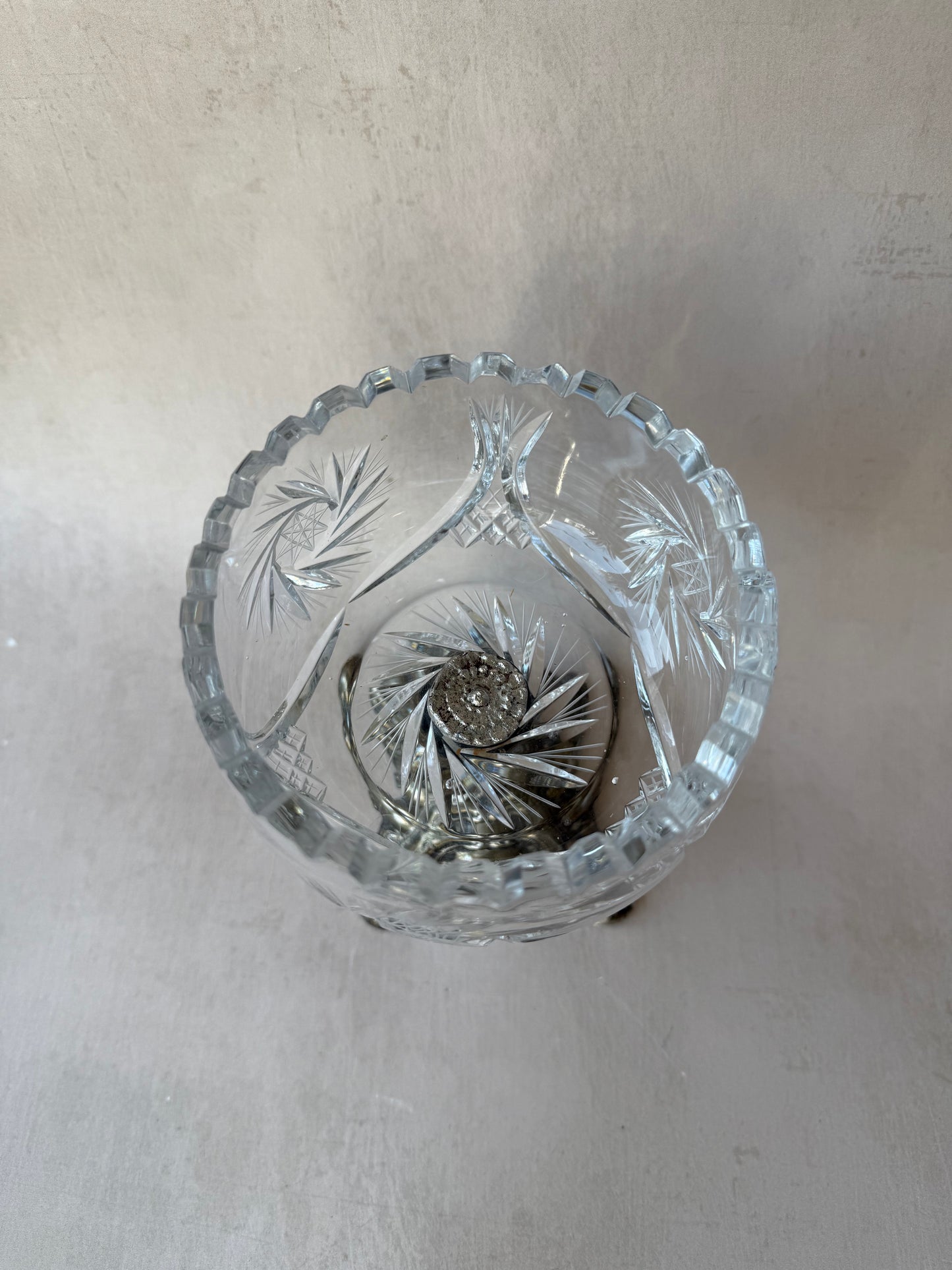 Crystal Candy Bowl on Brass Pedestal