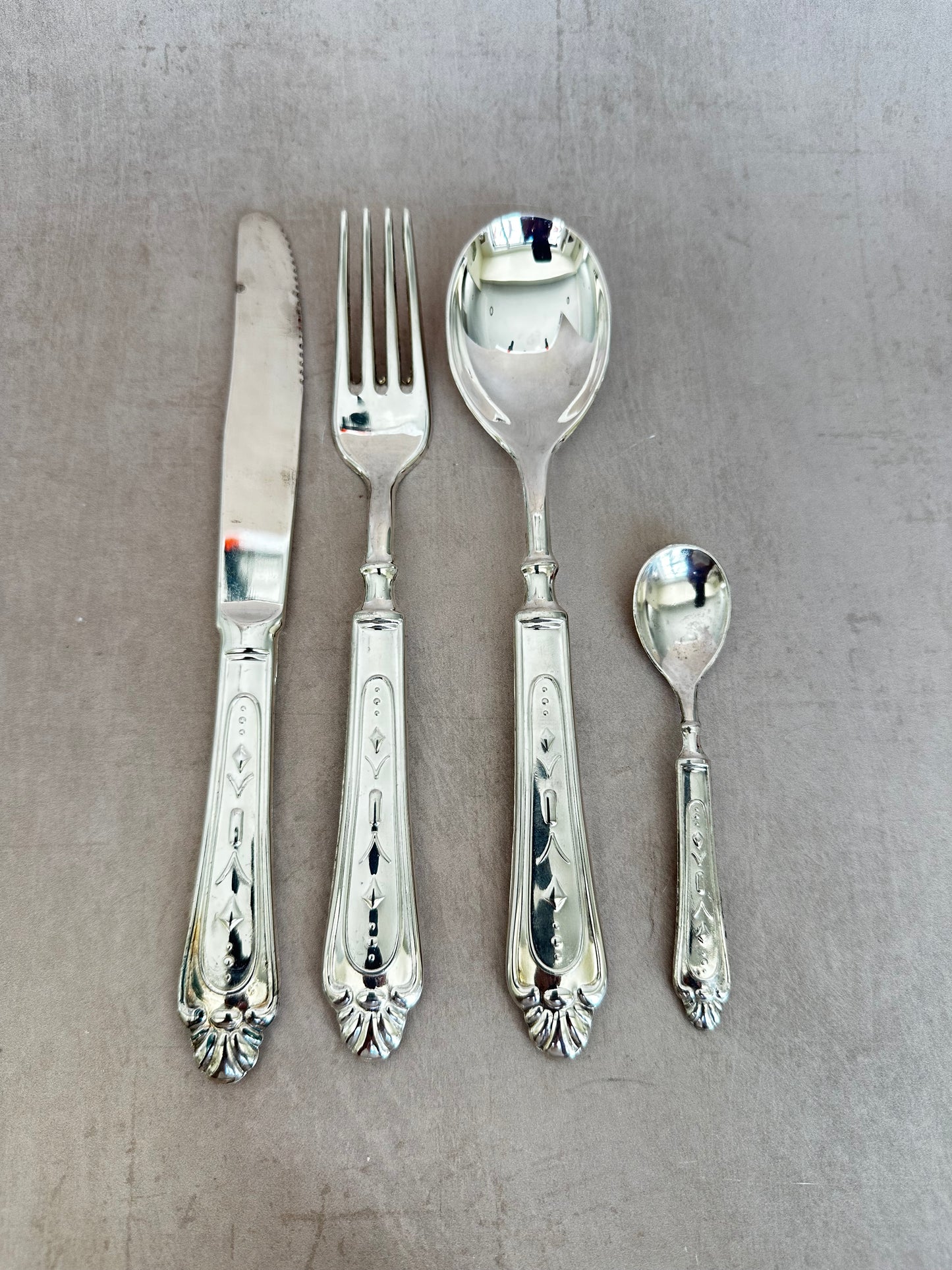Vintage Italian Silver Plated Cutlery Set for 11 people