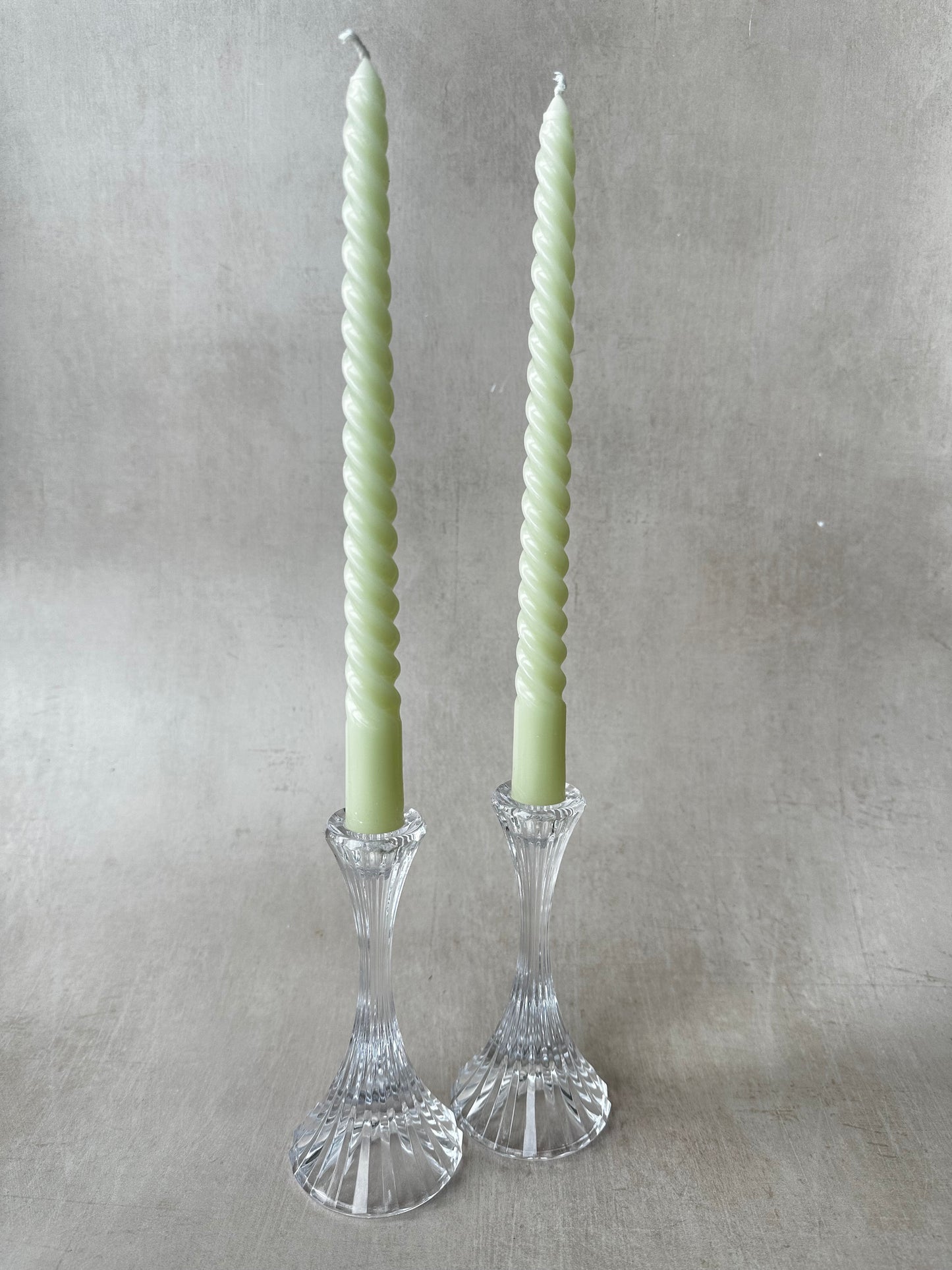 Set of Two Ridged Crystal Candle Holder