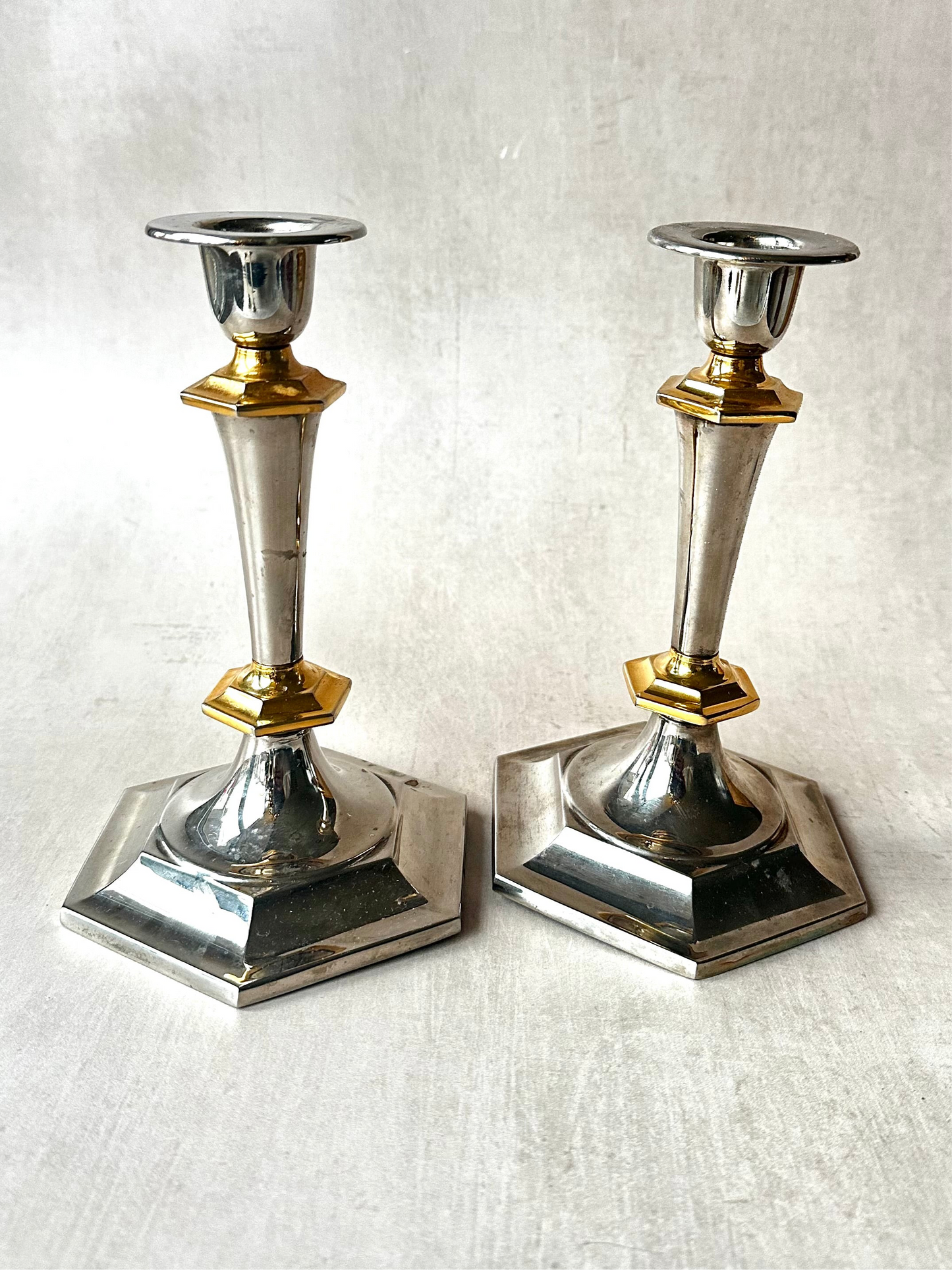 Two Toned Metallic Candle Holder