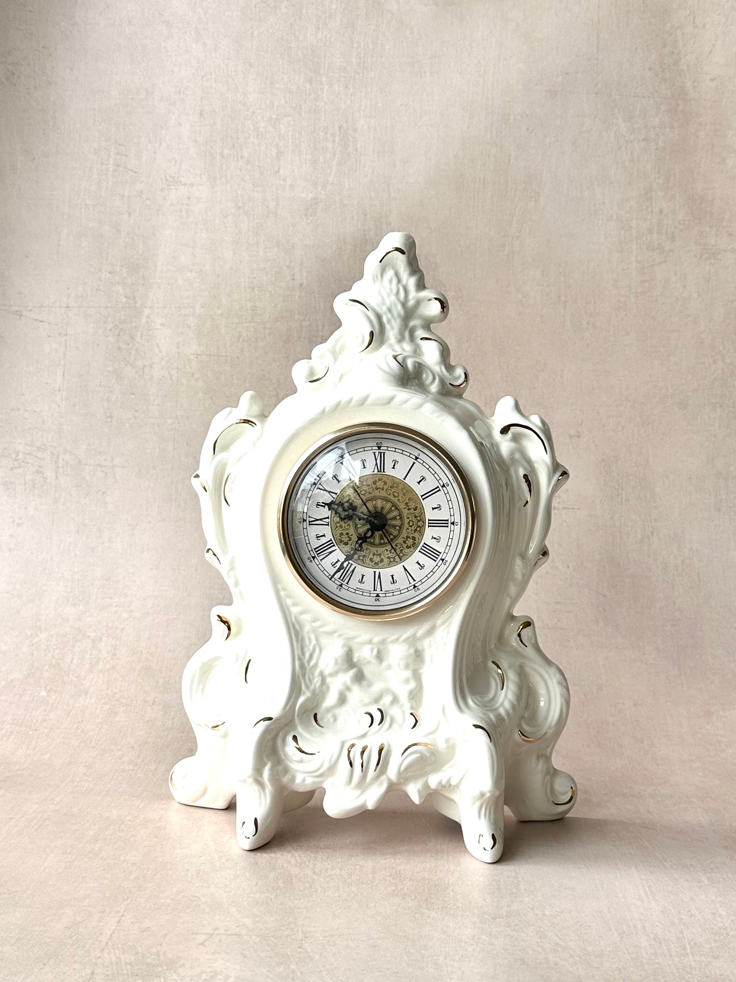 Horloge de cheminée en céramique vintage