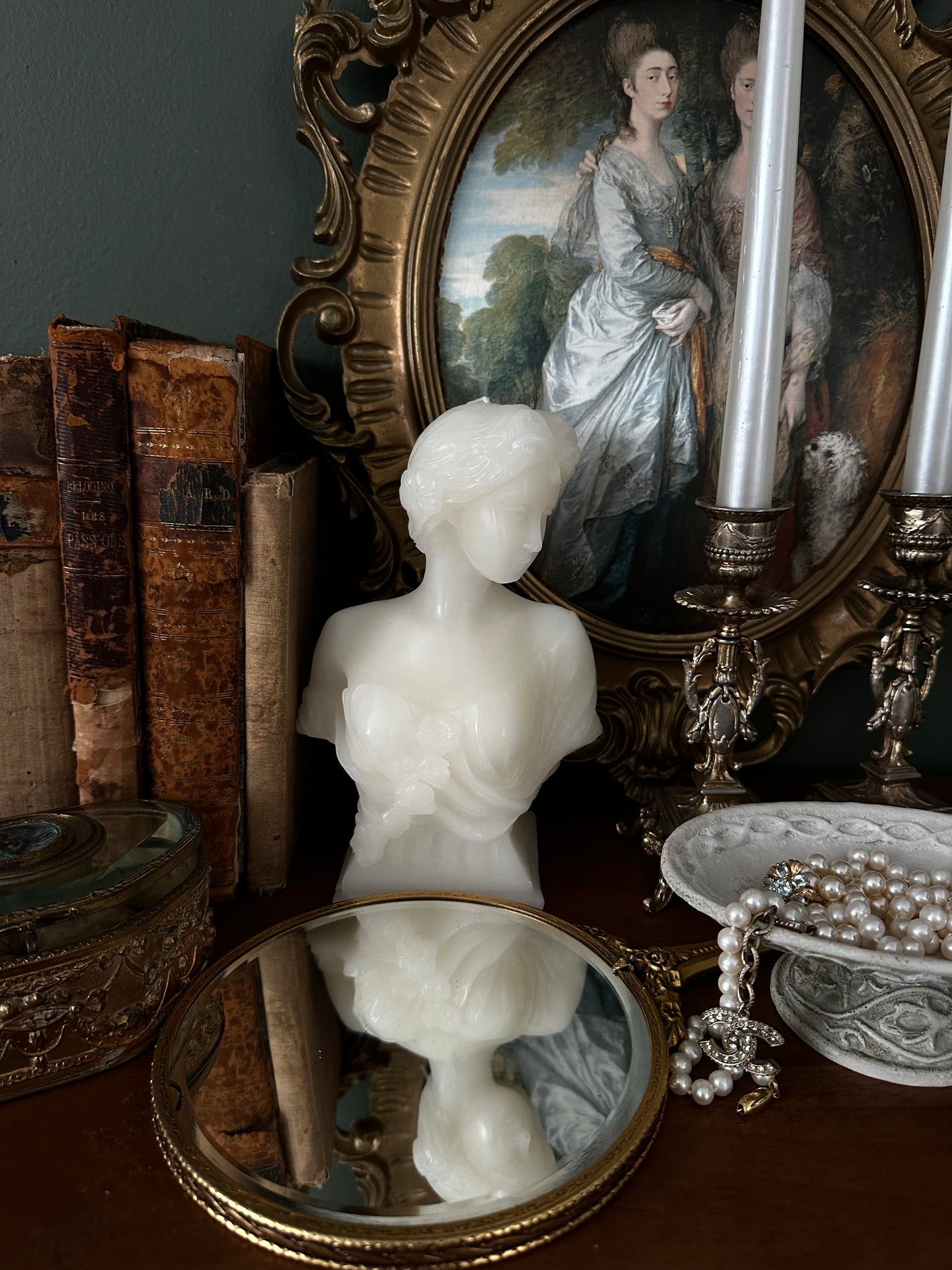 Vintage Double Sided Brass Hand Held Mirror