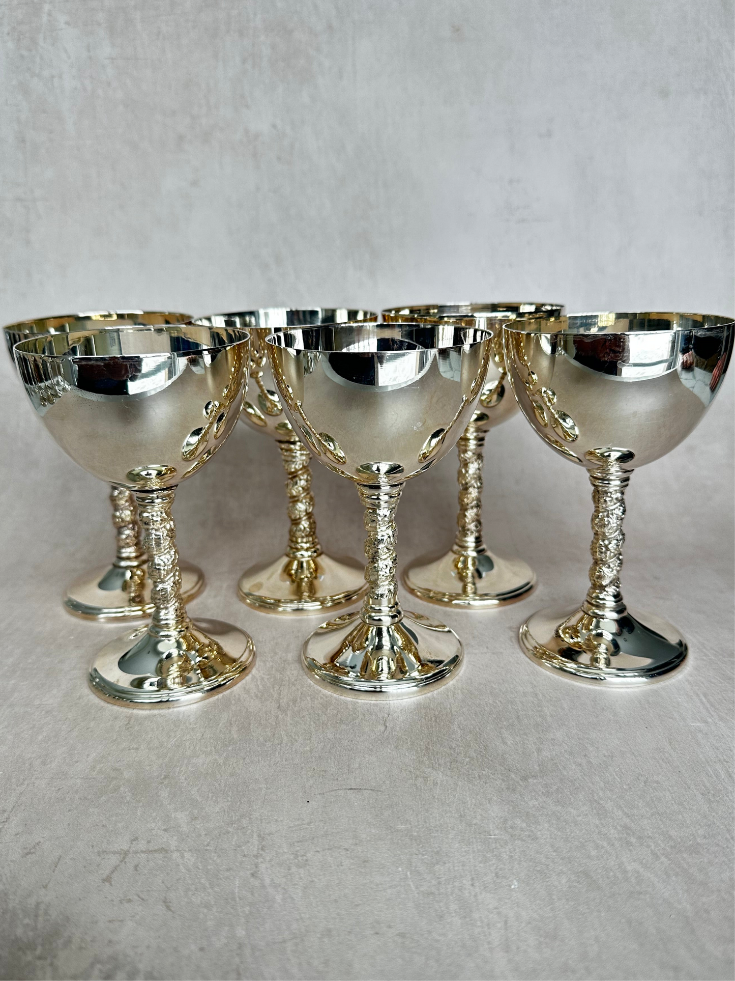 Set of 2 Vintage Viking Silver Plate E.P. Brass Goblets