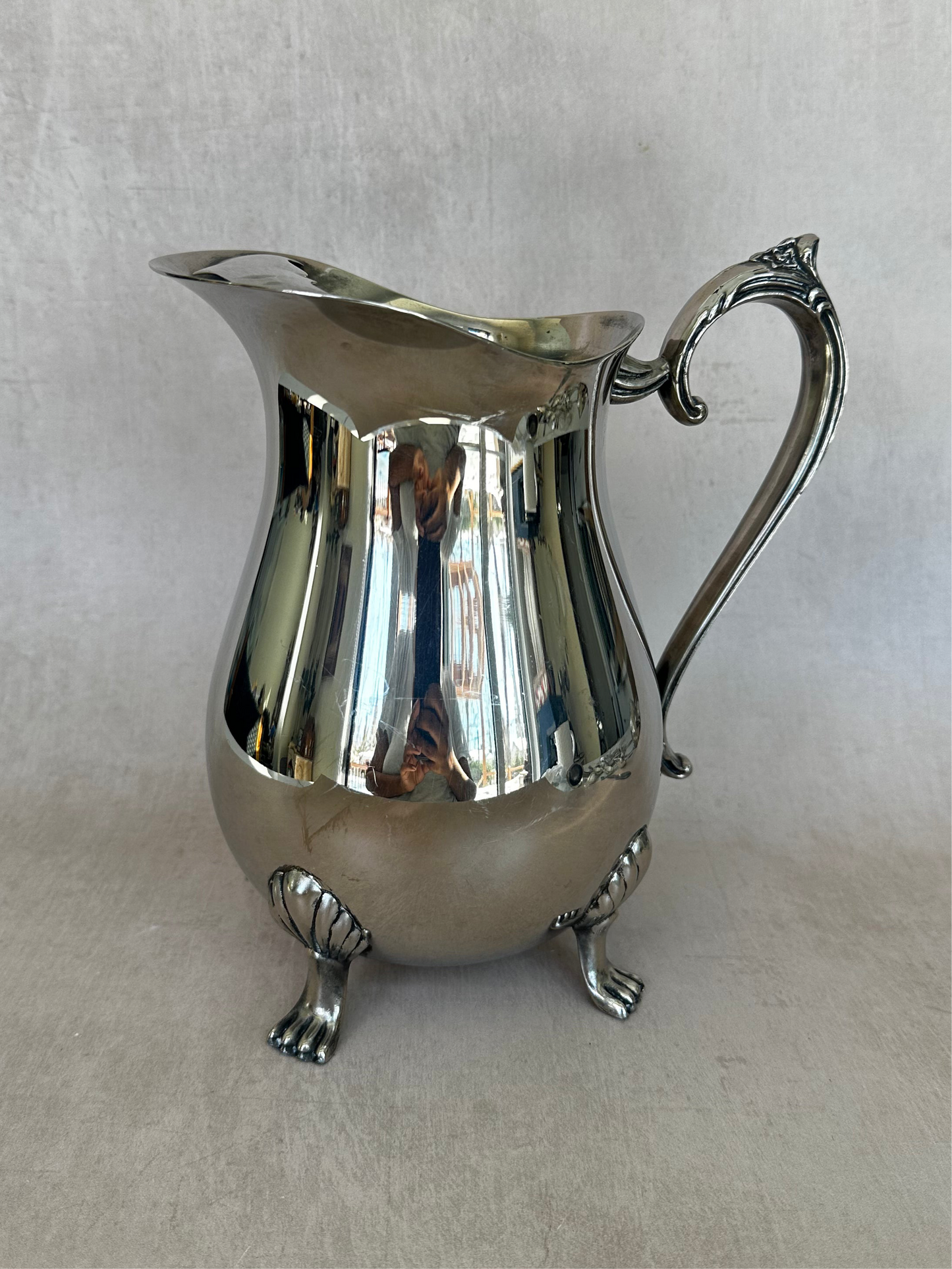 Vintage Leonard’s Silver Plated Footed Water Pitcher with Ice Guard