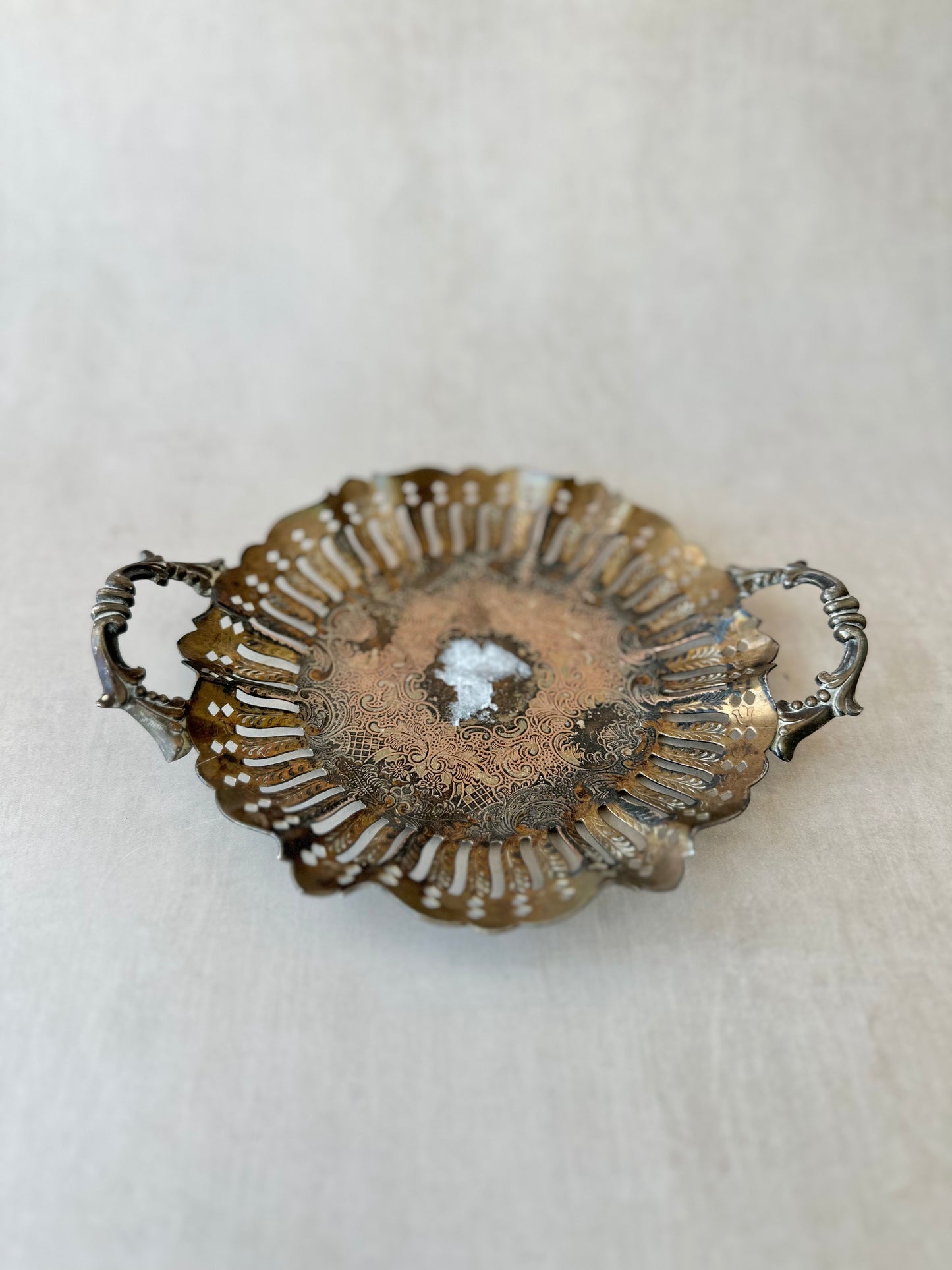 Filigree Silver Candy Dish with Handles