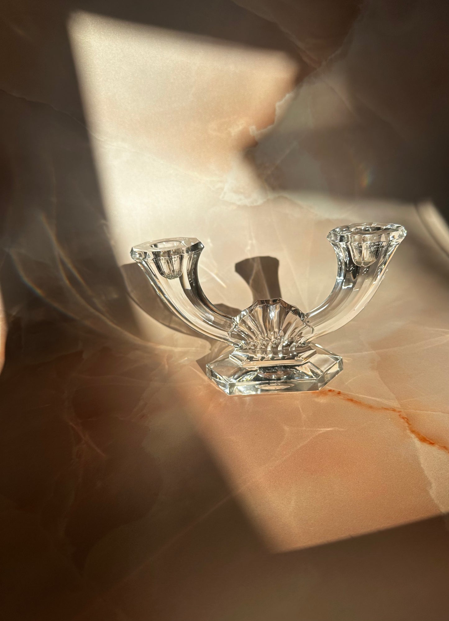 Bougeoir double en cristal vintage