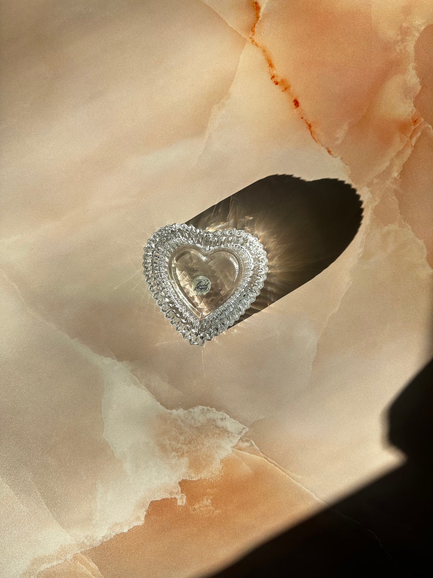 Crystal d'Arques Heart Shaped Jewelry Dish with Lid