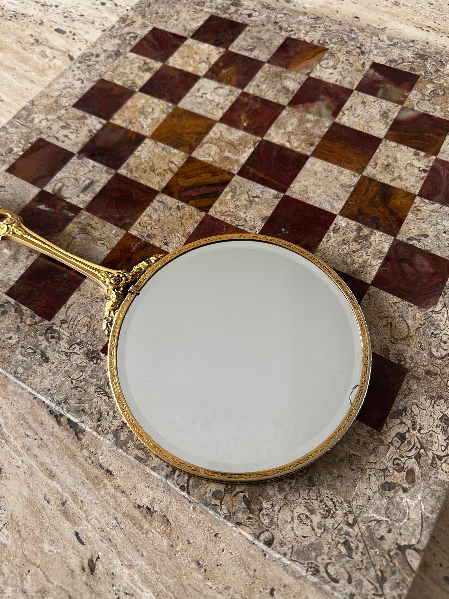 Vintage Double Sided Brass Hand Held Mirror