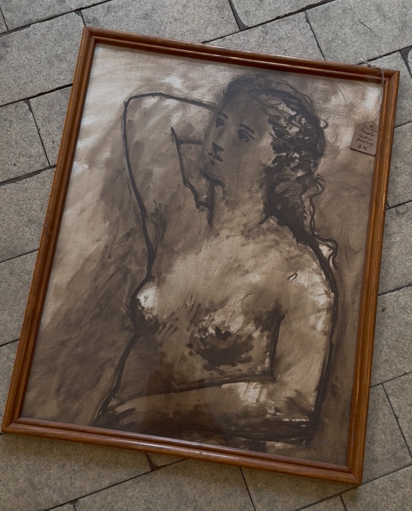 Vintage Female Centric Painting in wood frame