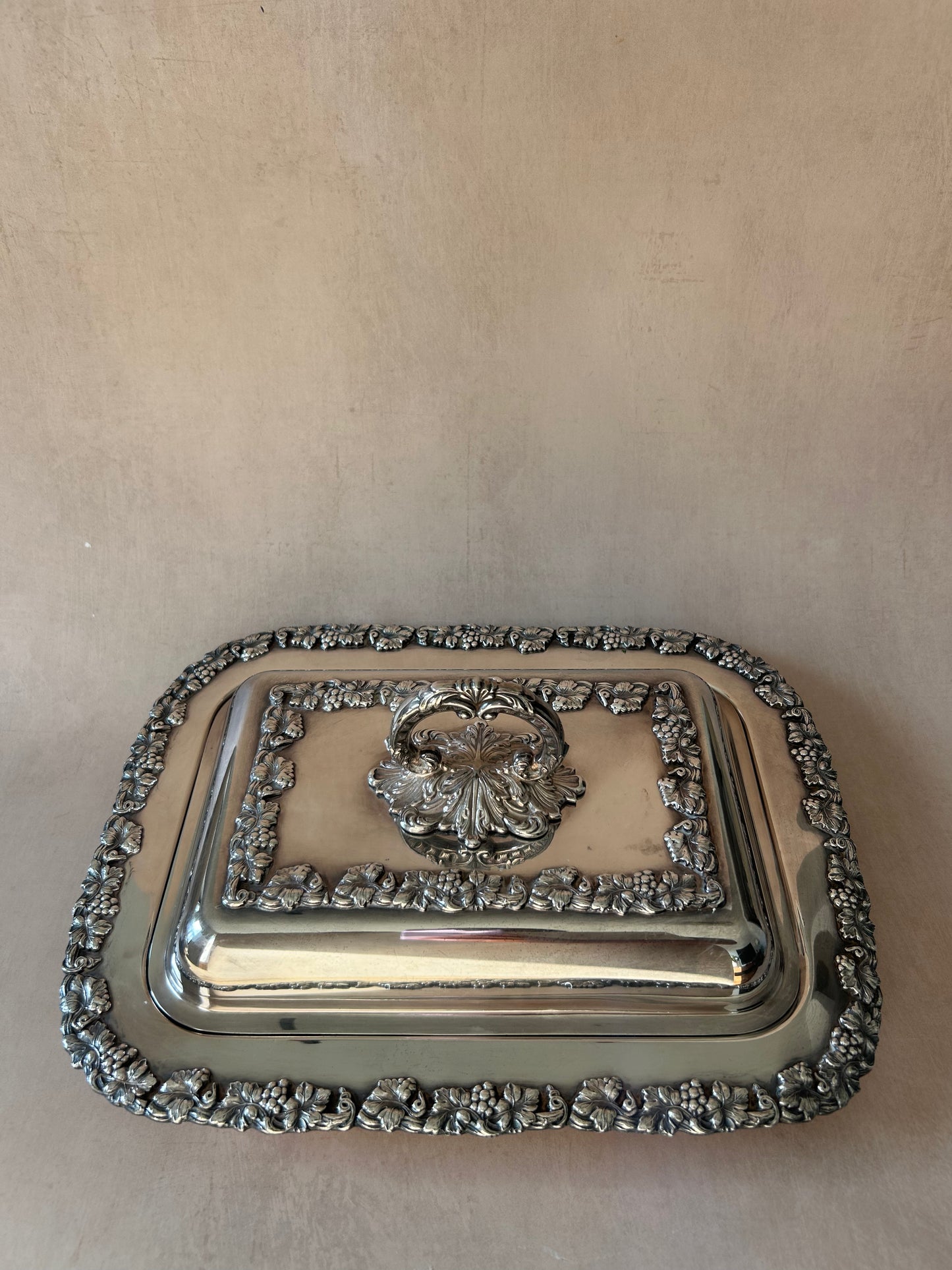 Antique Sheffield Silver-plated Tray with Ornate lid