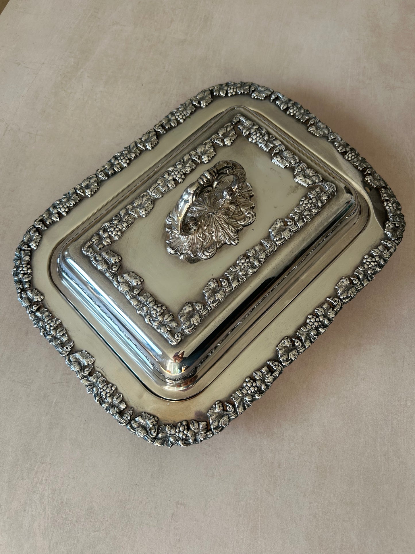 Antique Sheffield Silver-plated Tray with Ornate lid