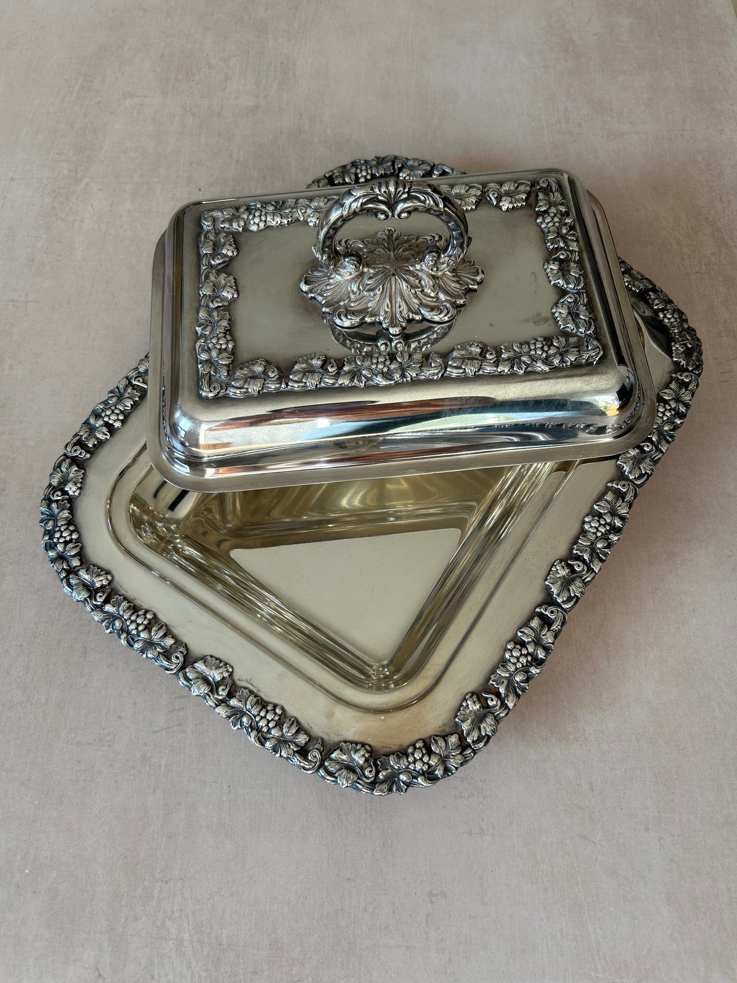 Antique Sheffield Silver-plated Tray with Ornate lid