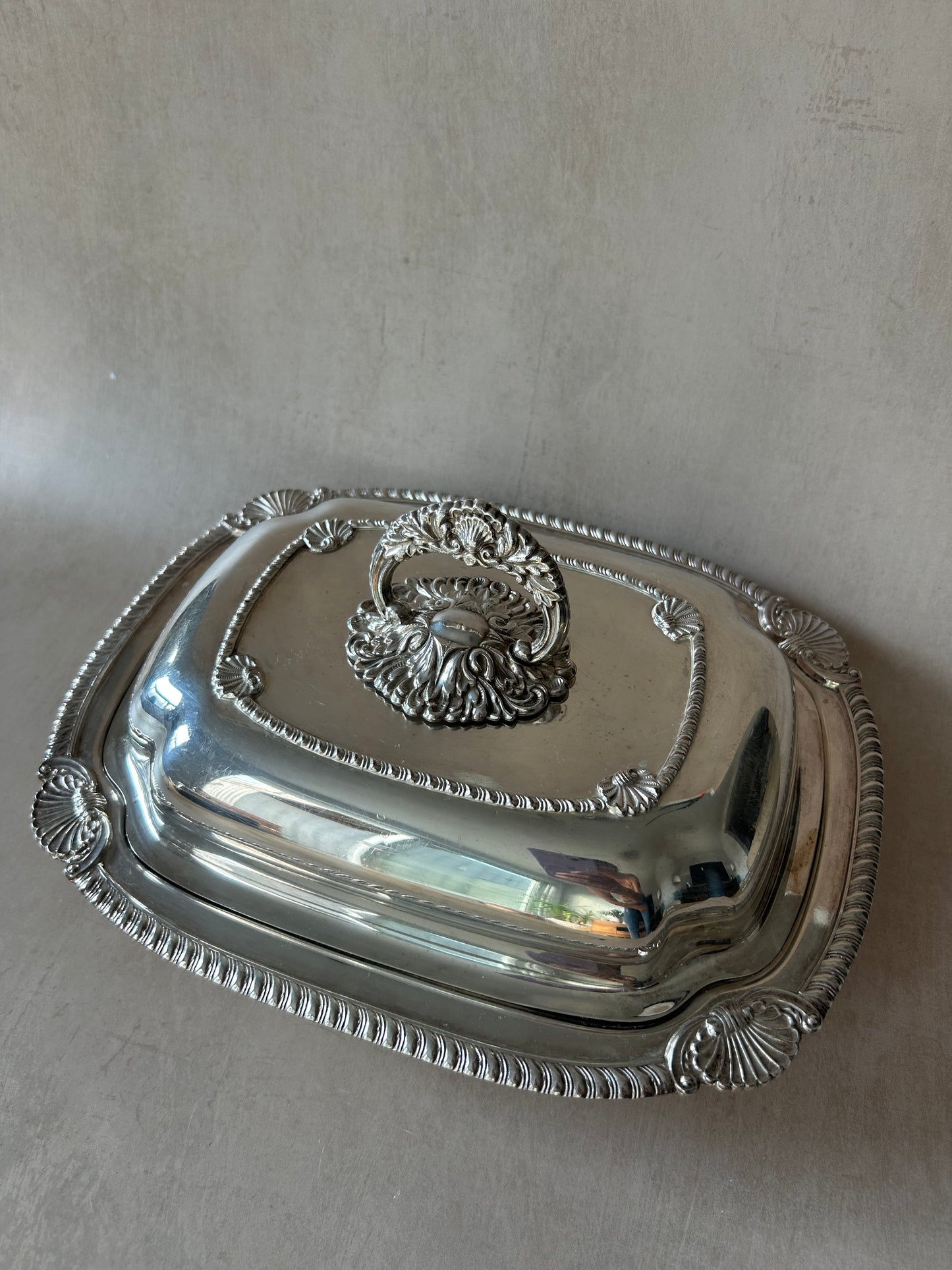 Silver Plated Tureen with Ornate lid and shell details