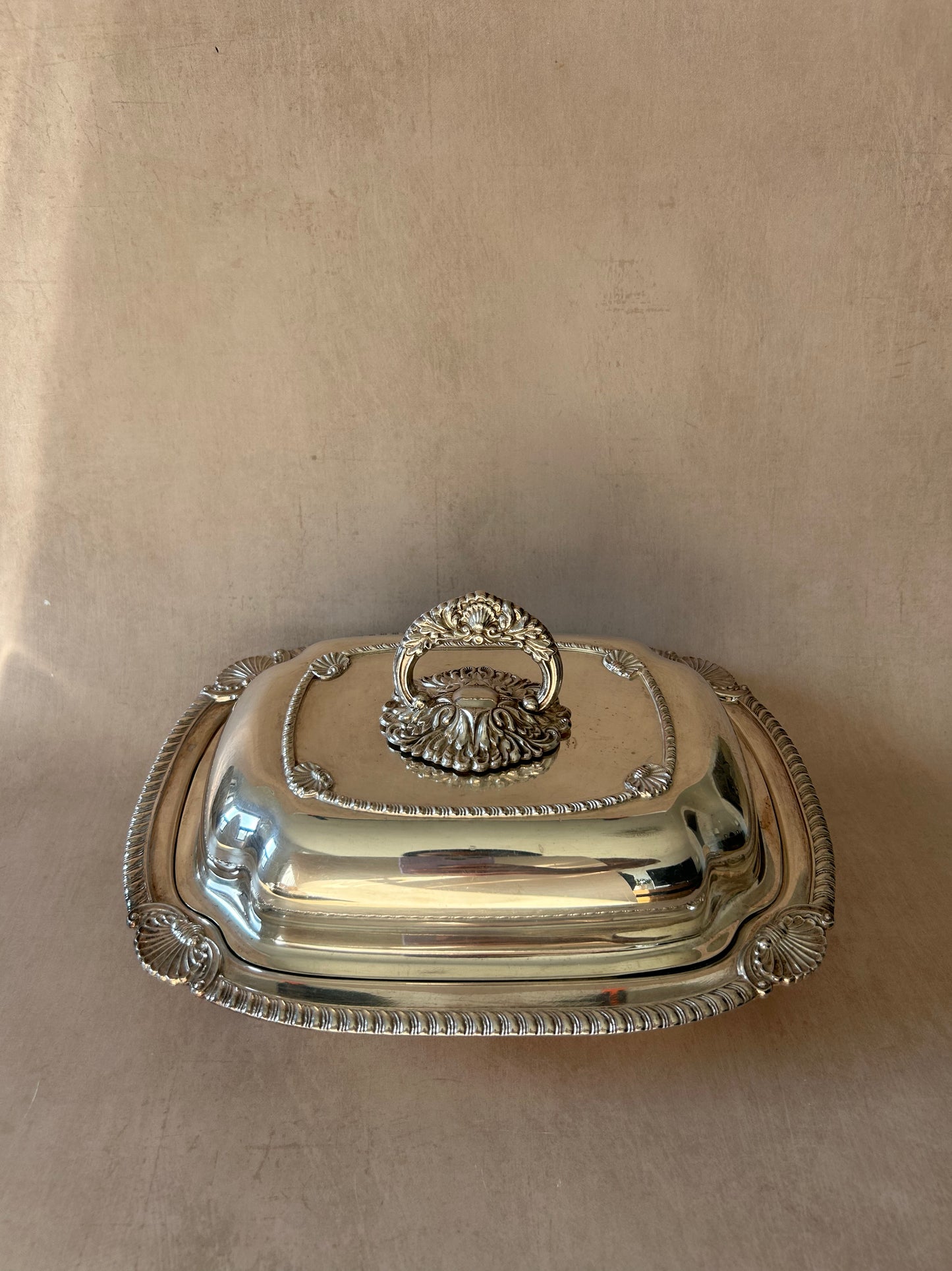 Silver Plated Tureen with Ornate lid and shell details