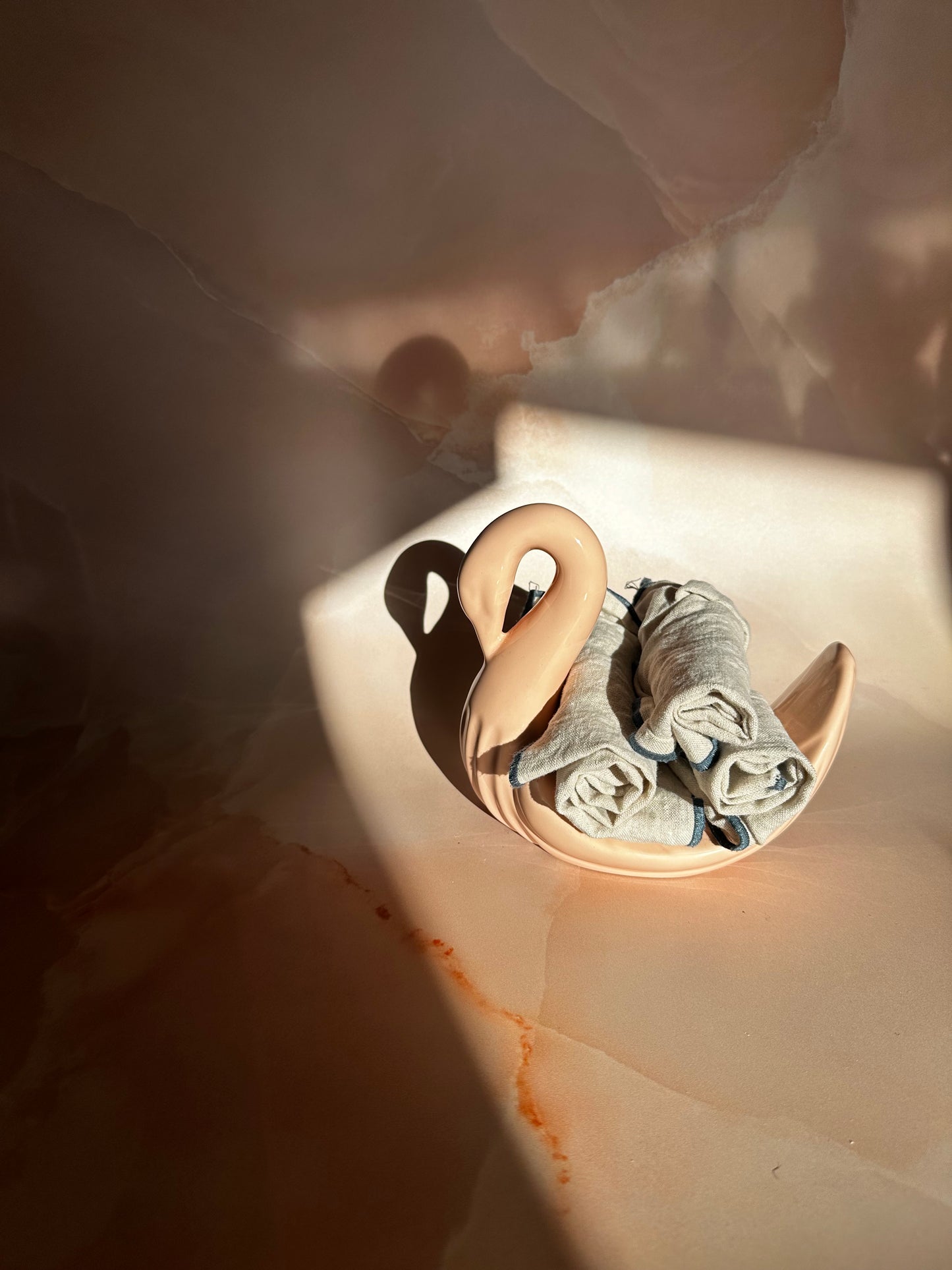 Powder Rose Swan Hand Towel Holder