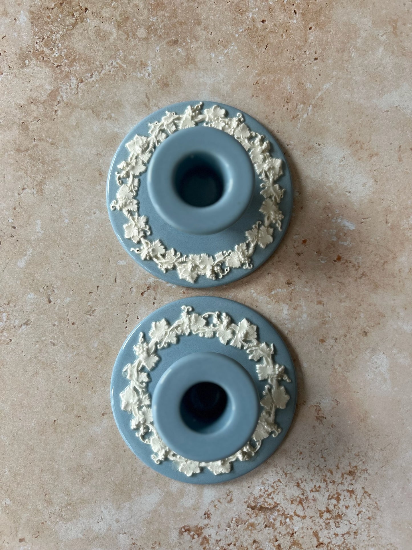 Wedgwood Vintage blue jasper ware candle holder