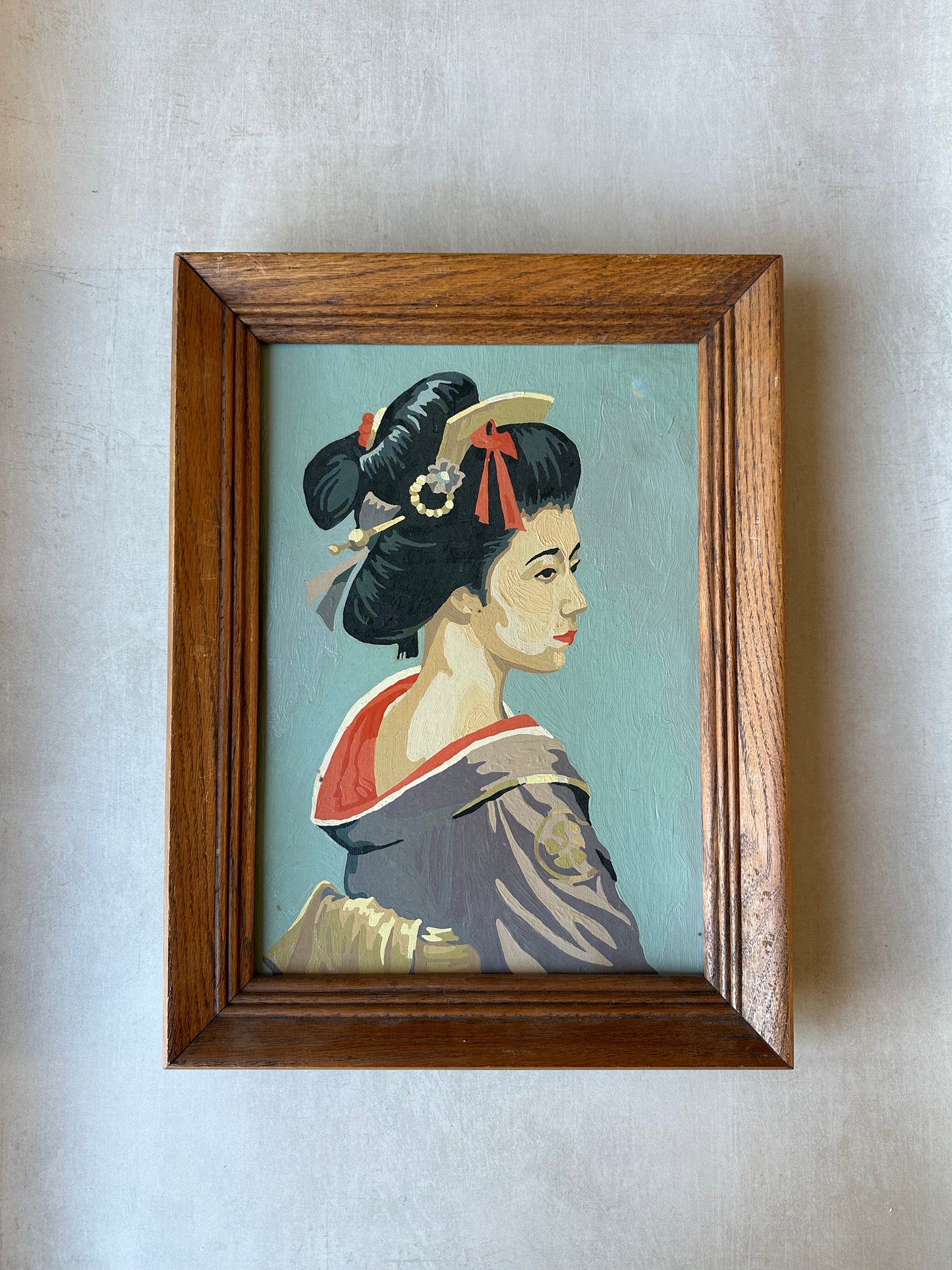 Vintage 1970s Japanese Geisha Paint by Numbers painting