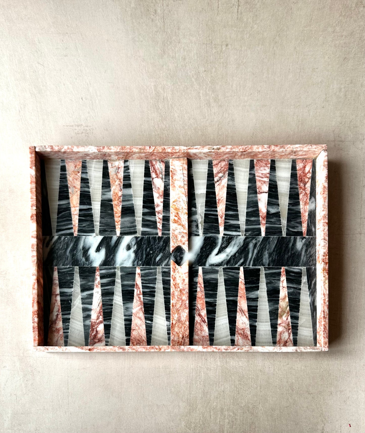 1960's Italian Marble Backgammon Game (decor only-missing pieces)