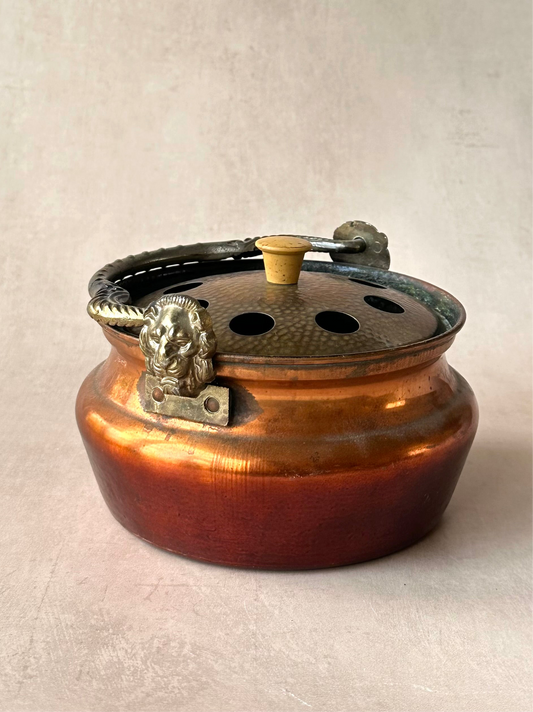 Small Vintage Lidded Copper and Brass Recipient