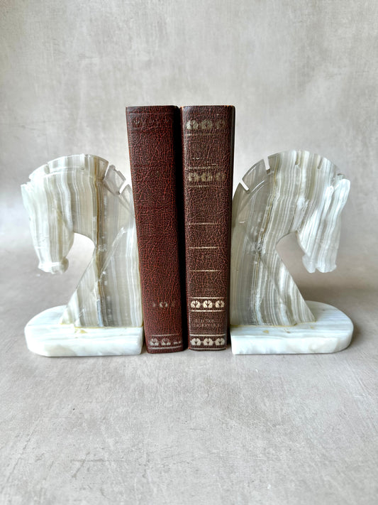 Set of 2 Onyx Horse Head Bookend