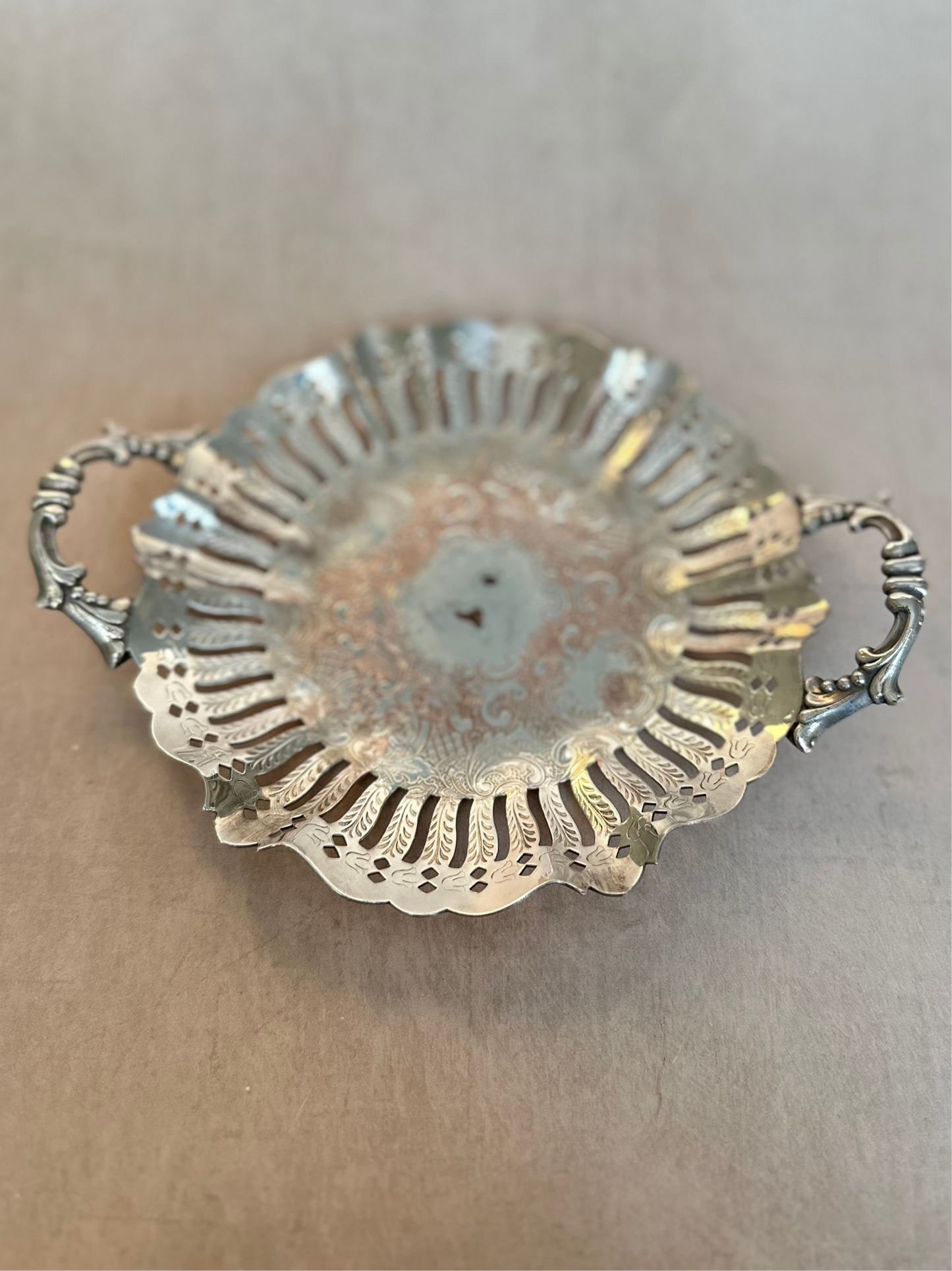 Filigree Silver Candy Dish with Handles