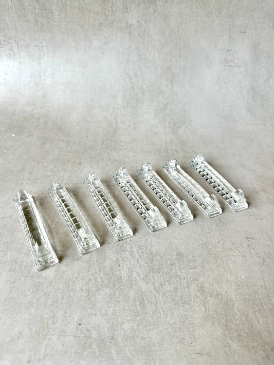 Lot de 5 repose-couteaux torsadés en cristal vintage