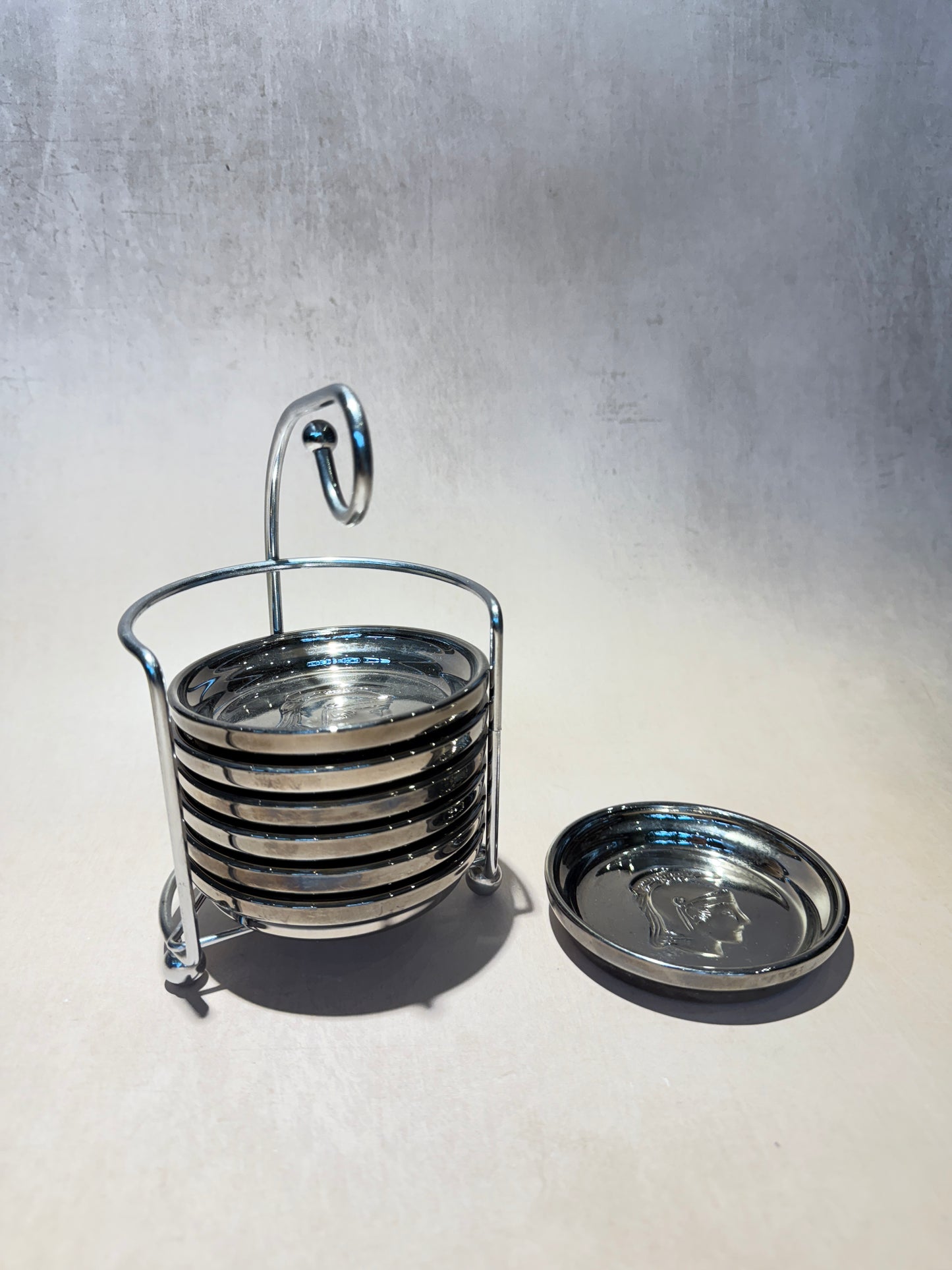 Set of 7 Mercury Glass Roman Casters with stand