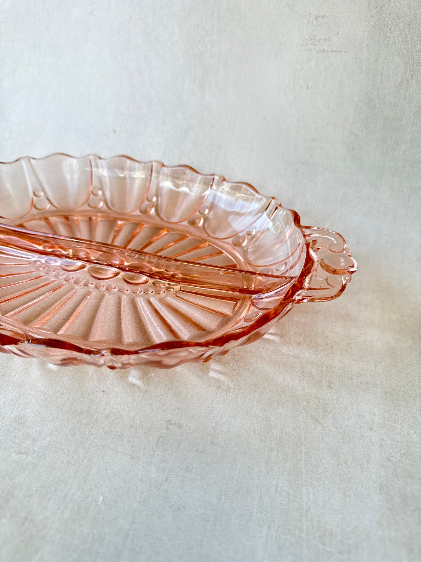 Pink Depression Glass Serving Dish