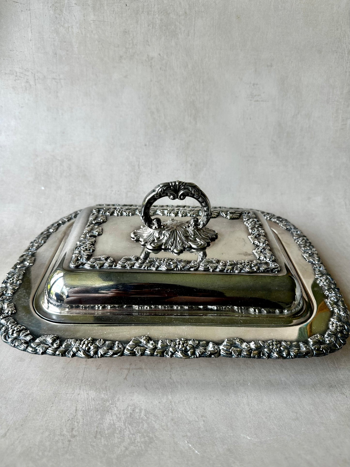Vintage Victorian Style Silver Plated Lidded Oval Serving Dish