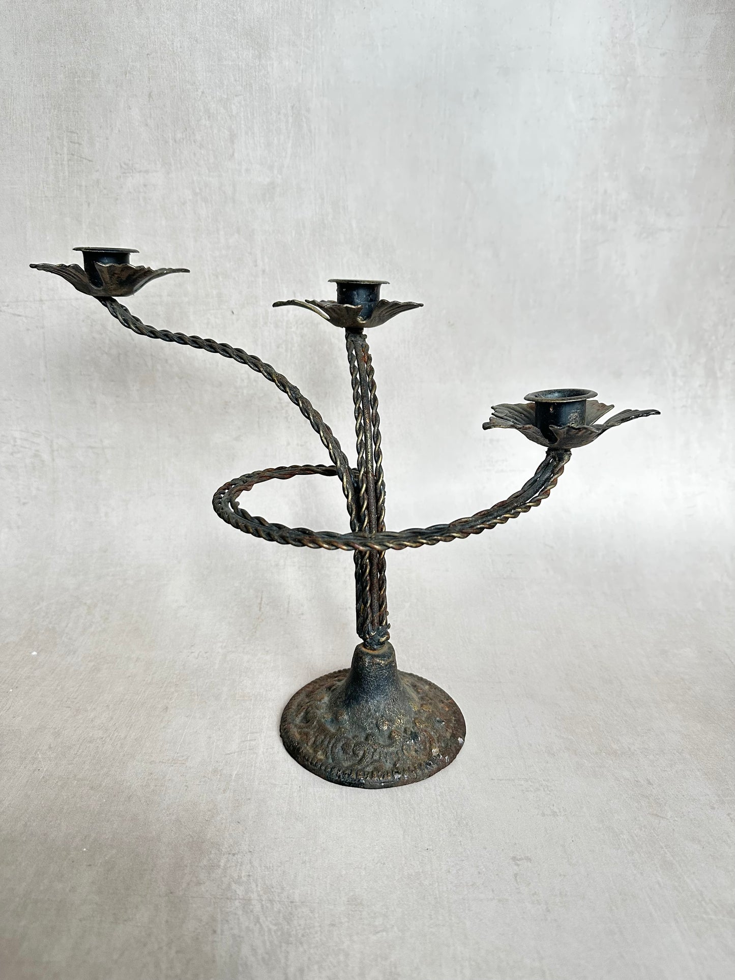 Antique Metal Flower Candelabra