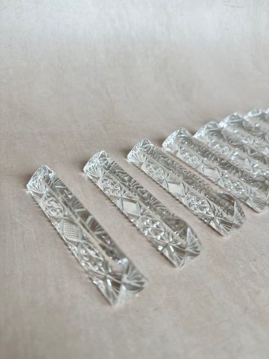 11 Vintage French Crystal Cut Cutlery Rest