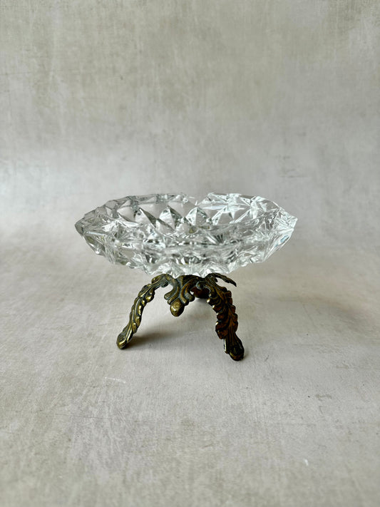 Bol en cristal sur socle en laiton