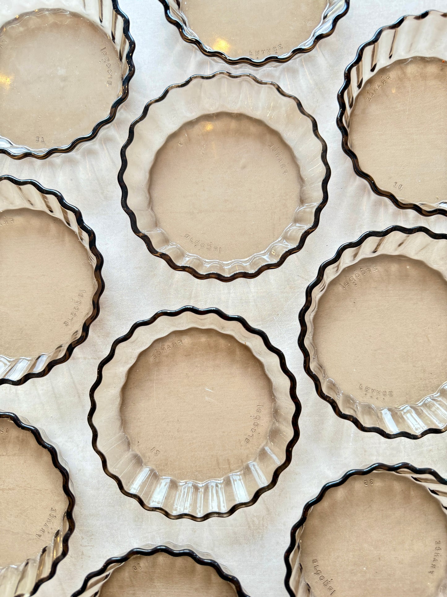 Mid Century Arcopal Smokey Brown French Tarte Plates (Set of 4)