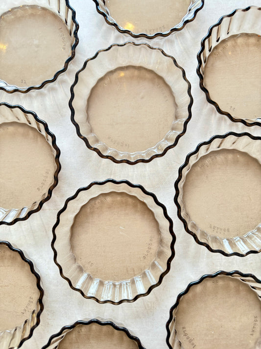 Mid Century Arcopal Smokey Brown French Tarte Plates (Set of 4)