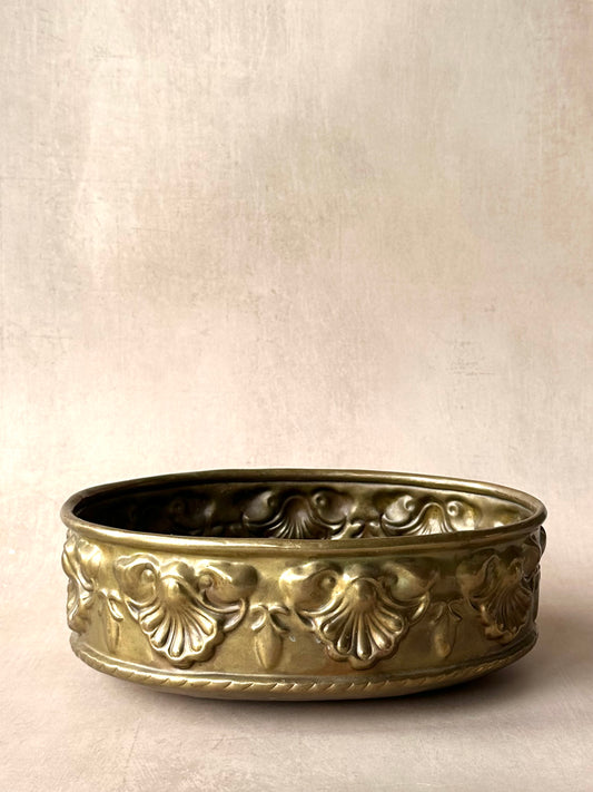 Vintage Brass Oval French Jardiniere