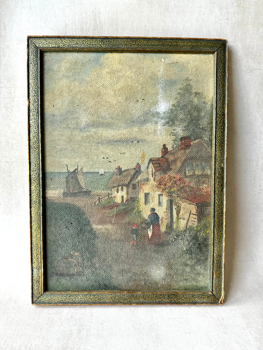 Original Vintage Oil Painting-French Seaside