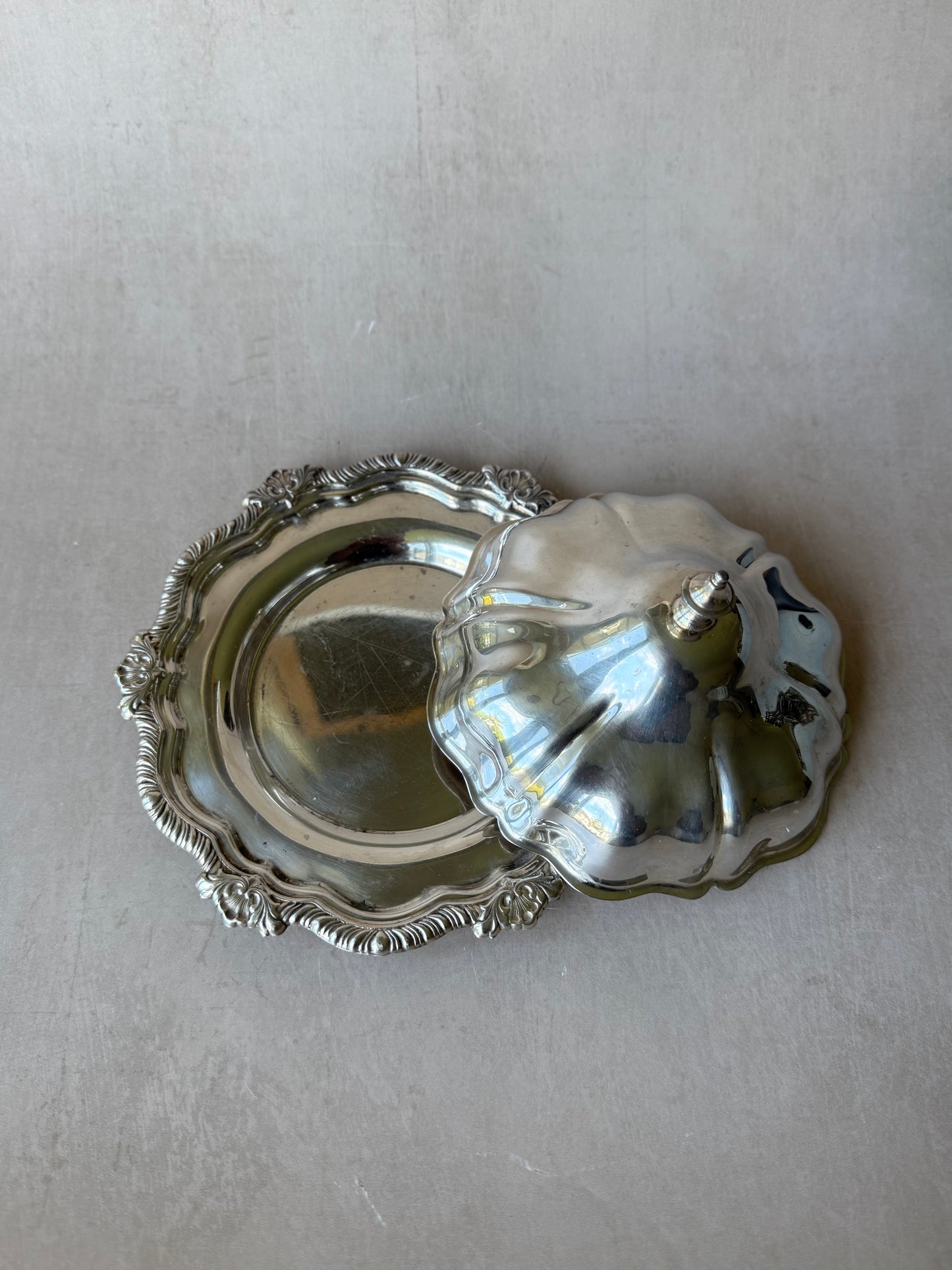 Silver Plated Viking Round Butter Dish