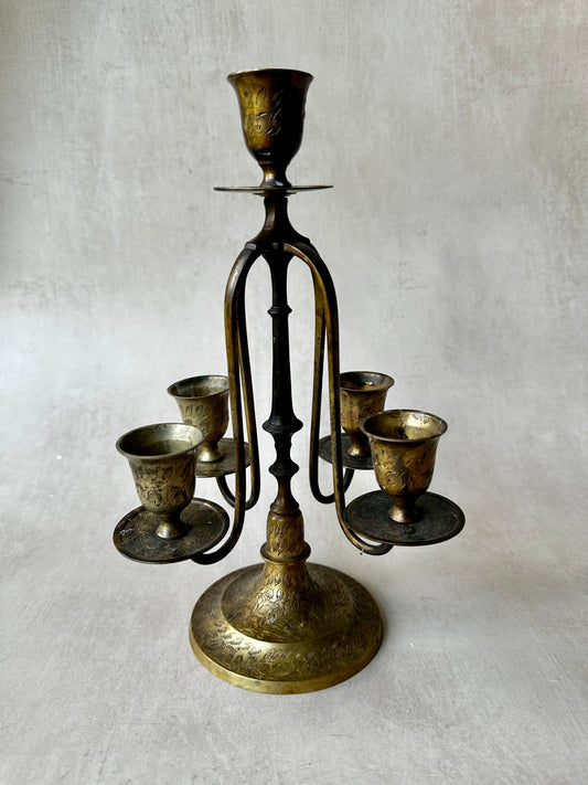 Quintuple Brass Candelabra