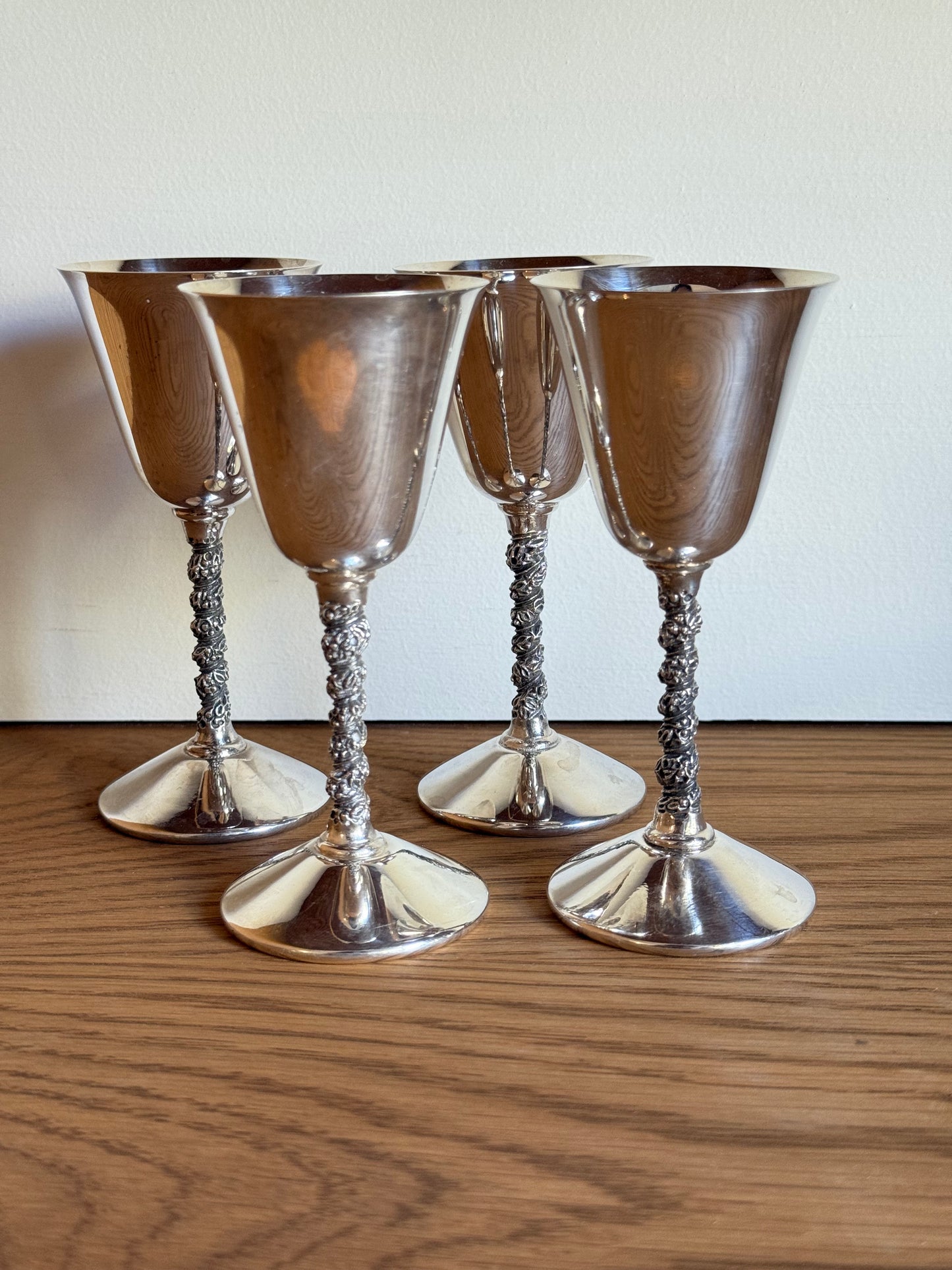 Set of 4 Mini Vintage Viking Silver Plate E.P. Brass Goblets (Copy)