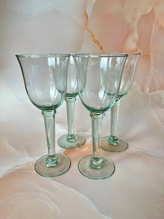 Verre à eau/vin teinté vert à pied épais (2)