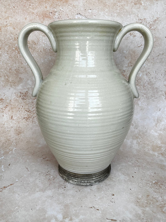 Large Double Handled Vintage Vase (Bone)
