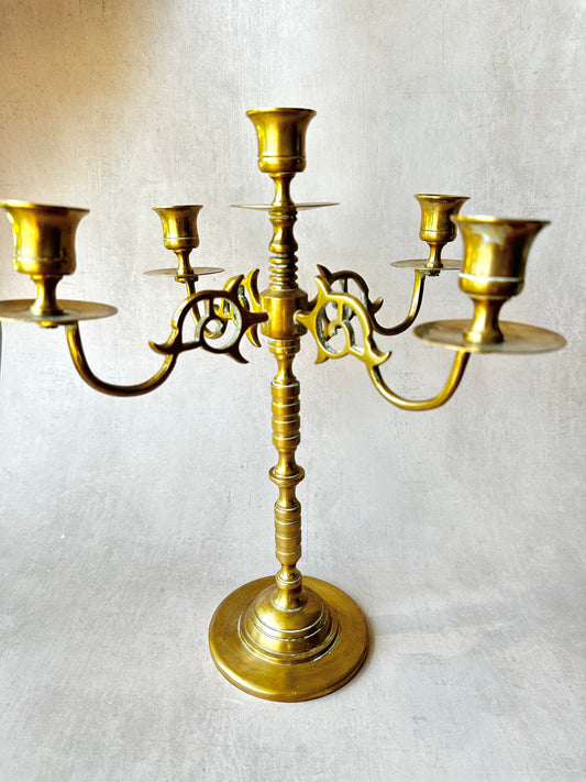 Set of Two Quintuple Candelabra