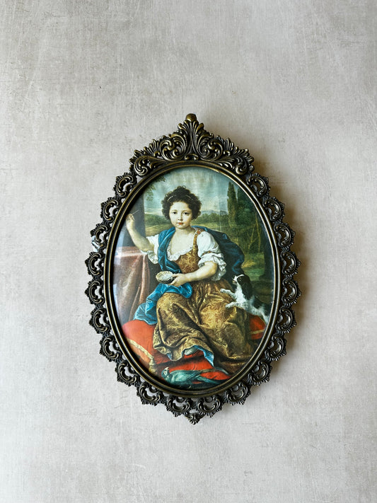 Small Antique Brass Picture Framed