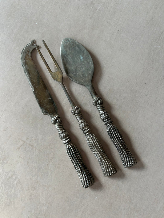 1980s Vintage Silea Silver-plated 3 Piece Serving Utensils