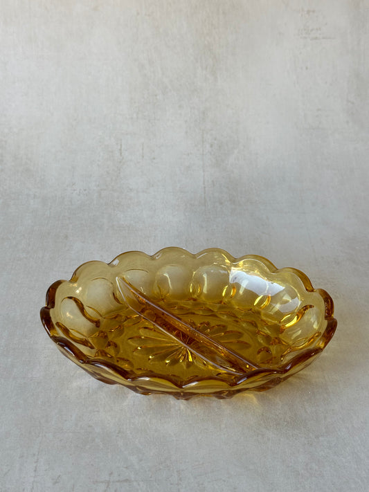 Bonbonnière ovale double couleur ambre
